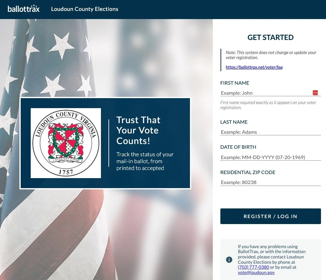 𝗔𝗿𝗲 𝘆𝗼𝘂 𝘀𝗶𝗴𝗻𝗲𝗱 𝘂𝗽 𝘁𝗼 𝘃𝗼𝘁𝗲 𝗯𝘆 𝗺𝗮𝗶𝗹? 📫 Ballots are scheduled to go out shortly, and Loudoun has a great system for tracking your ballot's location and status. 

Follow your ballot's progress here (after Sept. 18): https://lou