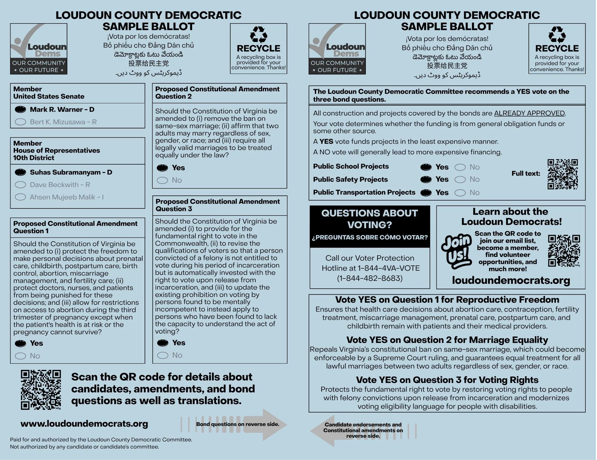 Our Democratic sample ballot is now available on our website in English and nine other languages (Spanish, Persian, Russian, Hindi, Chinese, Vietnamese, Urdu, Arabic and Telegu).

Check it out, and get all the other election information you need righ