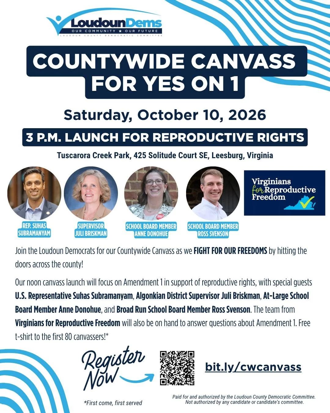 𝗢𝘂𝗿 𝗳𝗶𝗻𝗮𝗹 𝗹𝗮𝘂𝗻𝗰𝗵 𝗼𝗳 𝘁𝗵𝗲 𝗱𝗮𝘆: 𝗥𝗘𝗣𝗥𝗢𝗗𝗨𝗖𝗧𝗜𝗩𝗘 𝗥𝗜𝗚𝗛𝗧𝗦 𝗮𝘁 𝟯 𝗣𝗠!

We're closing out our Countywide Canvass with a powerful push for 𝗬𝗘𝗦 𝗼𝗻 𝗔𝗺𝗲𝗻𝗱𝗺𝗲𝗻𝘁 𝟭, protecting every Virginian's freedom to make 