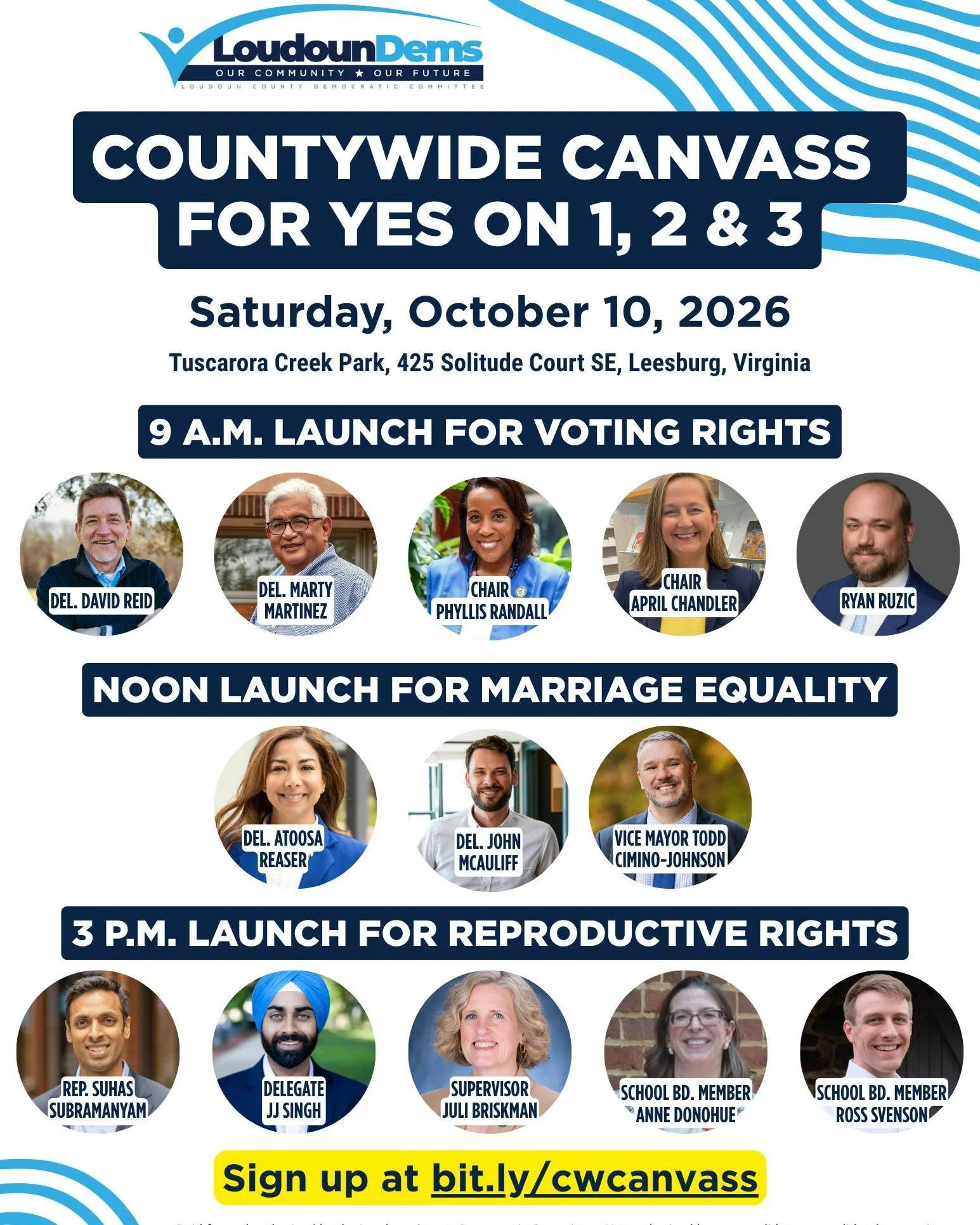 🚪 𝗞𝗻𝗼𝗰𝗸 𝗸𝗻𝗼𝗰𝗸! 𝗜𝘁'𝘀 𝘁𝗵𝗲 𝗖𝗼𝘂𝗻𝘁𝘆𝘄𝗶𝗱𝗲 𝗖𝗮𝗻𝘃𝗮𝘀𝘀 𝘁𝗼𝗺𝗼𝗿𝗿𝗼𝘄! 🚪

Three launches. Three amendments. A whole lot of elected officials who'd like to see 𝗬𝗢𝗨 at Tuscarora Creek Park!

9 a.m.: Voting Rights
Noon: Marri