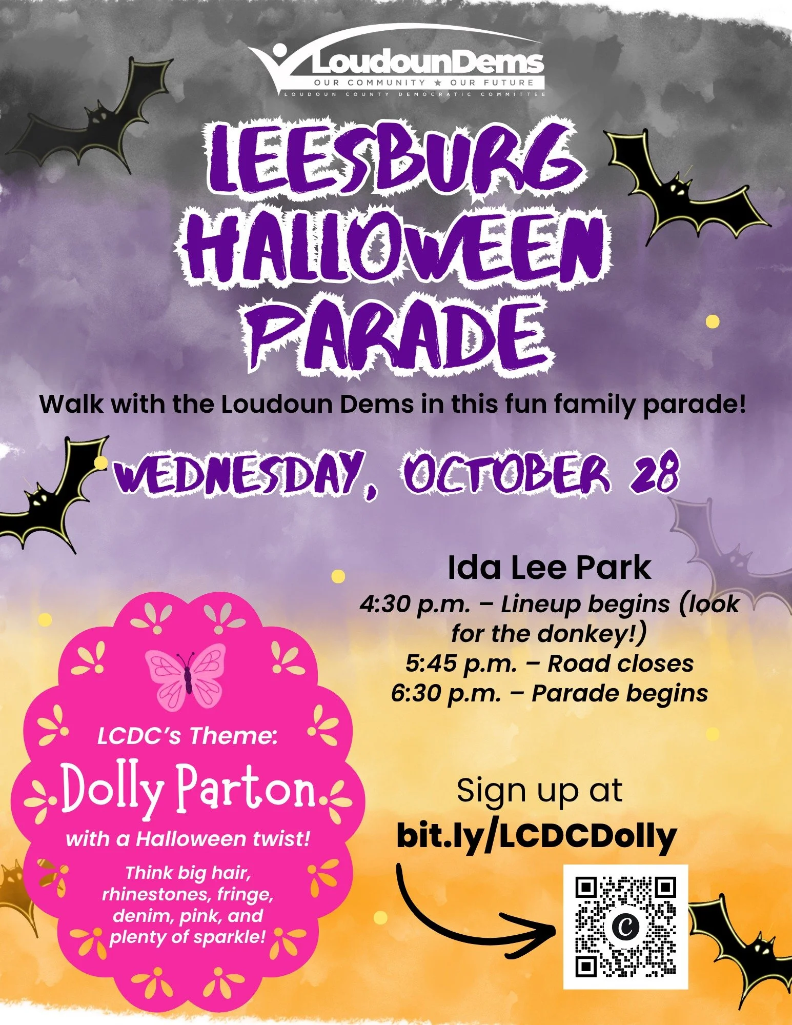 🎃 𝗜𝘁'𝘀 𝗽𝗮𝗿𝗮𝗱𝗲 𝗱𝗮𝘆, 𝗮𝗻𝗱 𝘄𝗲'𝗿𝗲 𝗴𝗼𝗶𝗻𝗴 𝗙𝗨𝗟𝗟 𝗗𝗢𝗟𝗟𝗬! 💖

Tonight is the Leesburg Halloween Parade, and there's still time to join us! Congressman Subramanyam and Leesburg Vice Mayor Todd Cimino-Johnson will be walking with