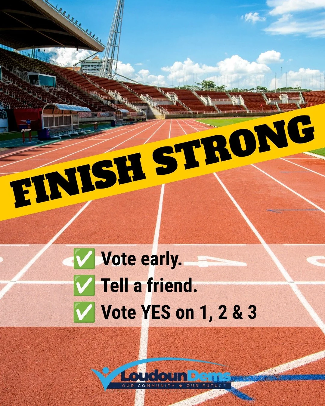 🏁 𝗥𝘂𝗻 𝘁𝗵𝗿𝗼𝘂𝗴𝗵 𝘁𝗵𝗲 𝘁𝗮𝗽𝗲.
Leave it all on the field.
Keep your nose to the grindstone.
Play through the final whistle.
Go the distance.

Pick your favorite metaphor, but the message is the same: 𝘄𝗲'𝗿𝗲 𝗻𝗼𝘁 𝗱𝗼𝗻𝗲 𝘆𝗲𝘁. 💪

✅