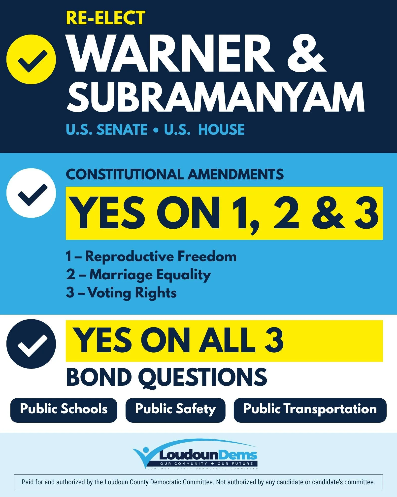 🗳️ 𝗬𝗼𝘂𝗿 𝗗𝗲𝗺𝗼𝗰𝗿𝗮𝘁𝗶𝗰 𝗿𝗲𝗰𝗼𝗺𝗺𝗲𝗻𝗱𝗮𝘁𝗶𝗼𝗻𝘀 𝗮𝘁 𝗮 𝗴𝗹𝗮𝗻𝗰𝗲 🗳️

Taking your ballot to the polls? Here's a quick cheat sheet you can save, screenshot, and share:

✅ Re-elect Mark Warner (U.S. Senate) and Suhas Subramanyam (U