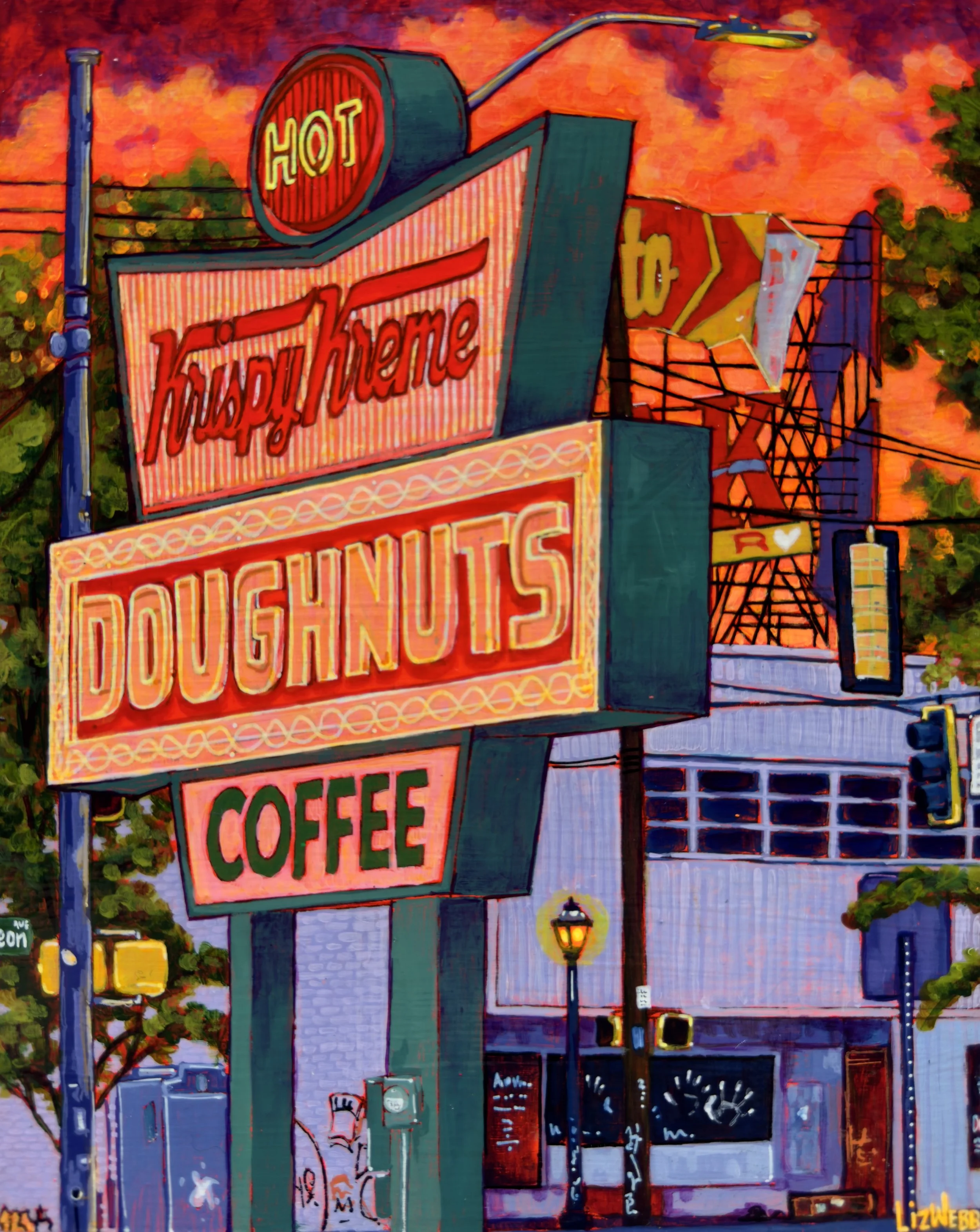 Painting of Krispy Kreme on Ponce De Leon Ave