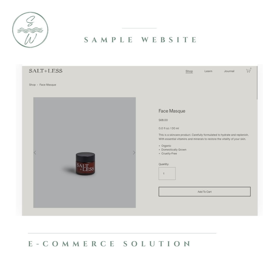 E-commerce website solution by Shuswap Websites Detailed Product Page Sample