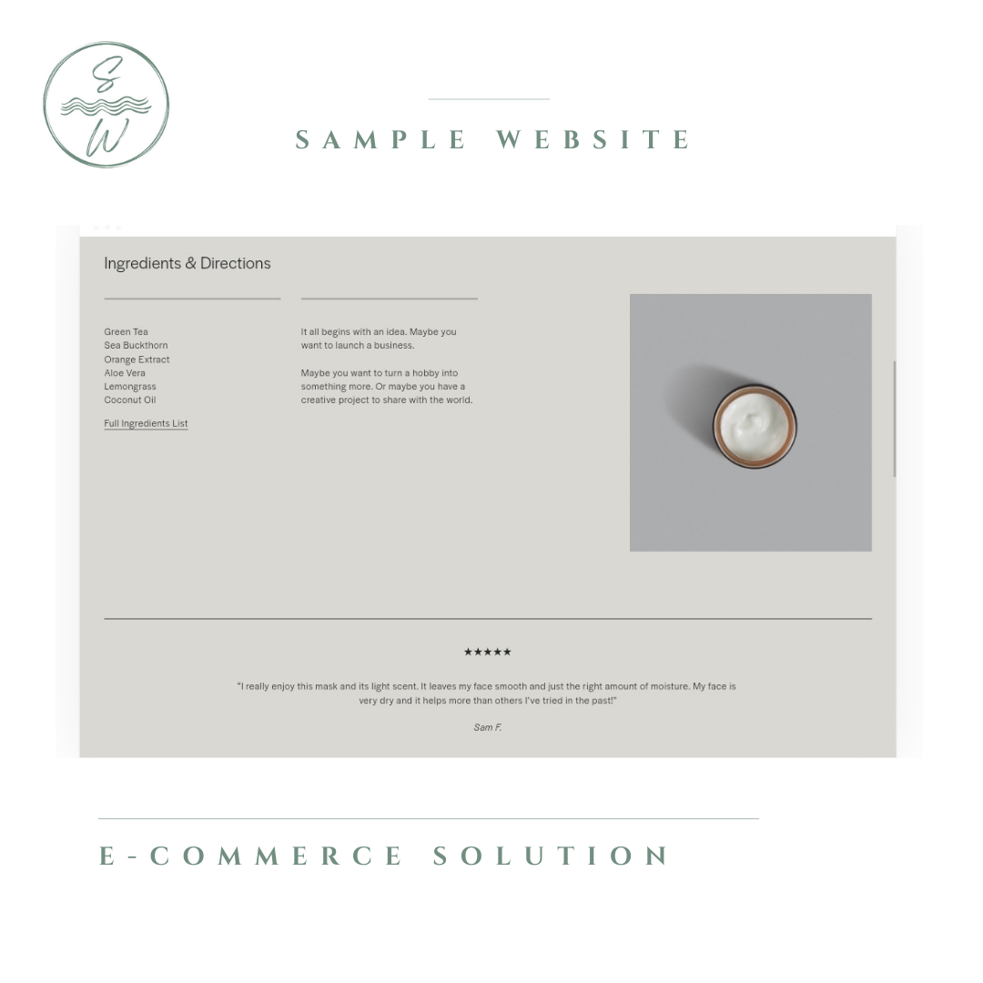 E-commerce website solution by Shuswap Websites Product Description Page Sample