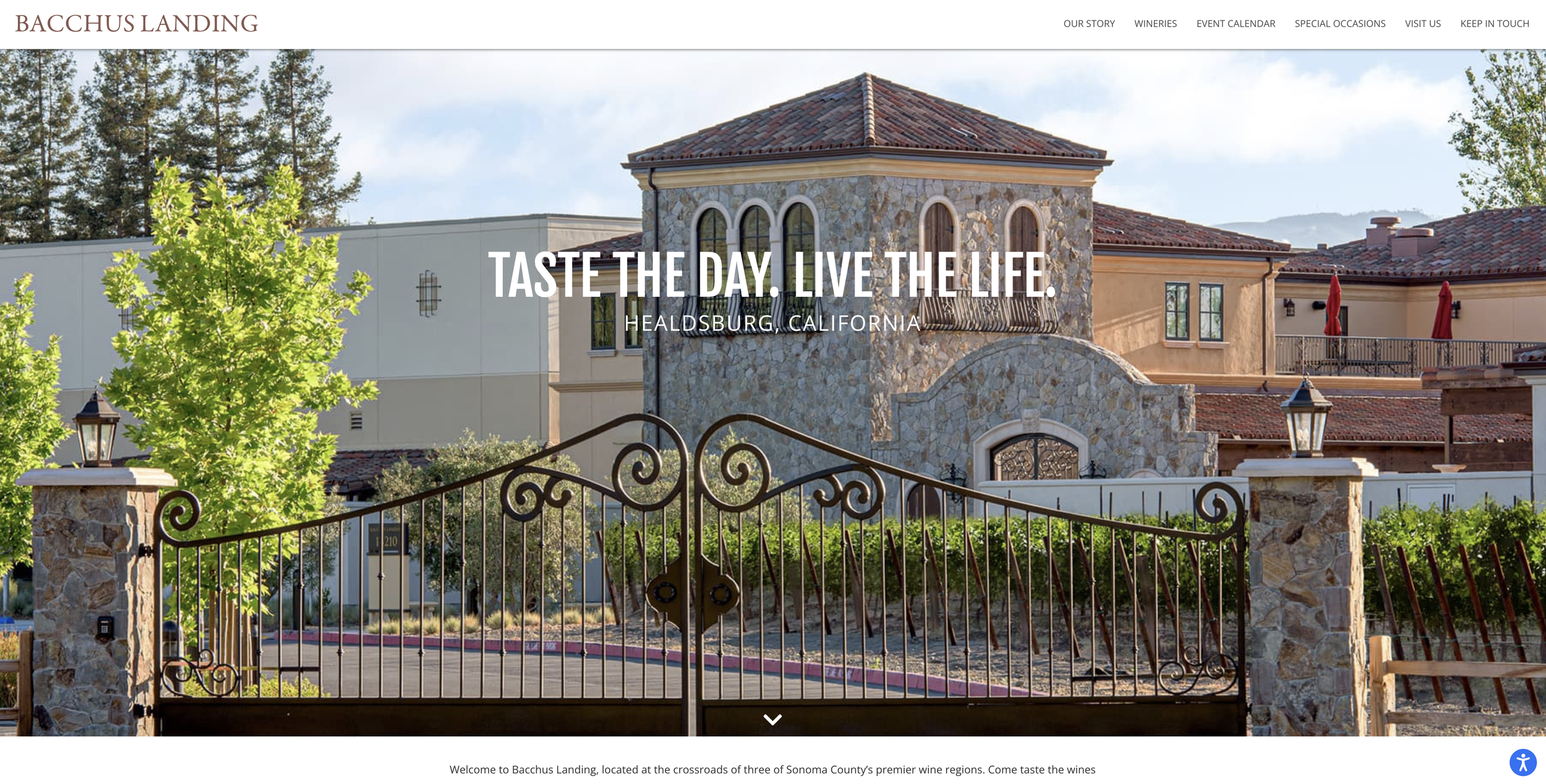Bacchus Landing Website