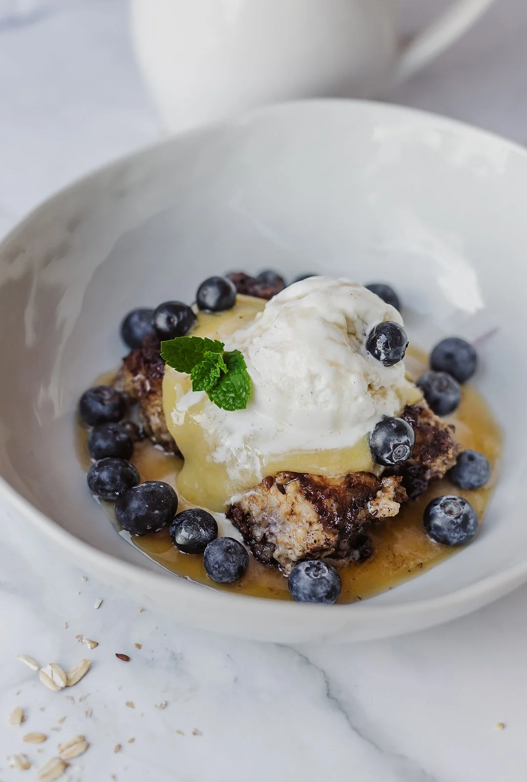 FRIED OATMEAL with MAPLE VANILLA CREAM & LEMON CURD