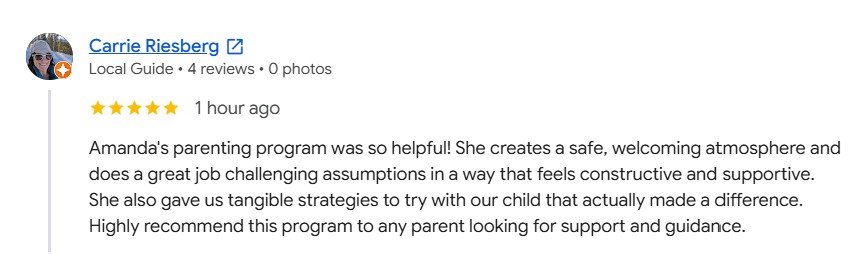 Google review from Carrie Riesberg