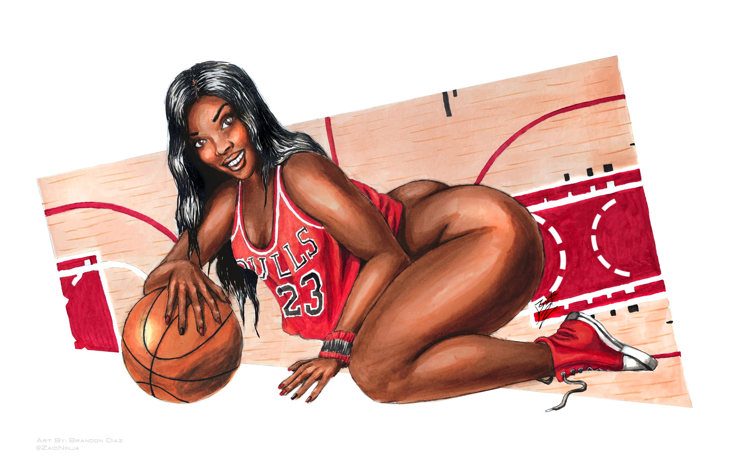 Bulls Chicago Yazmine Li Pinup Art Print