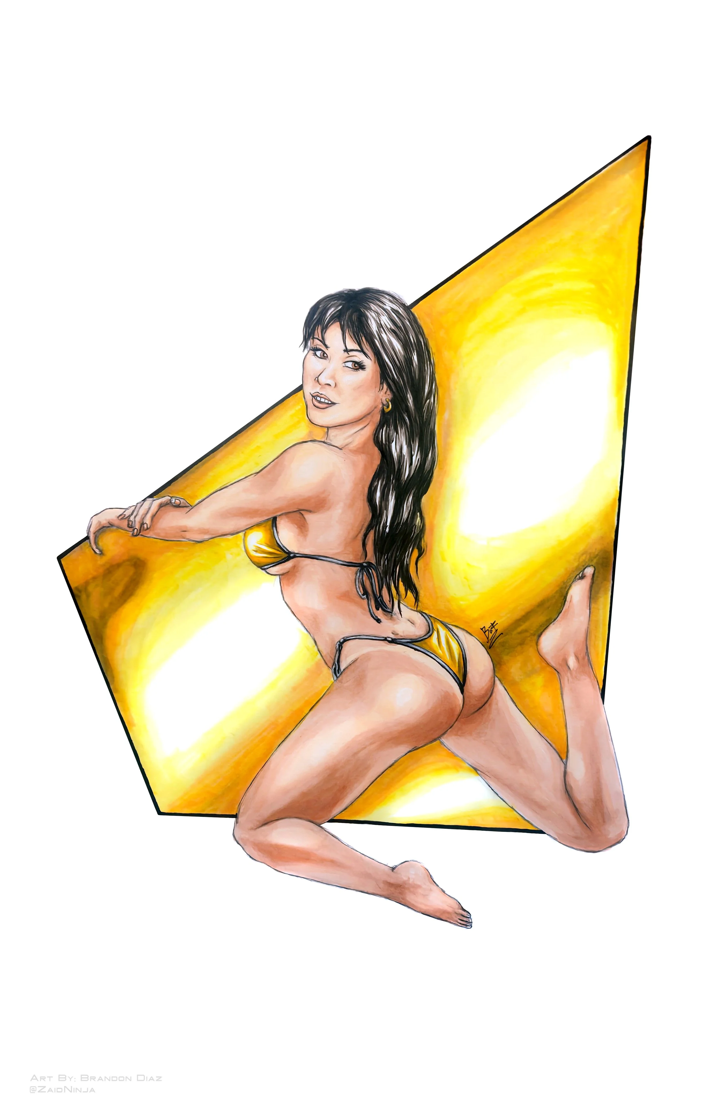 Ember Snow Golden Bikini Classic Pinup Print