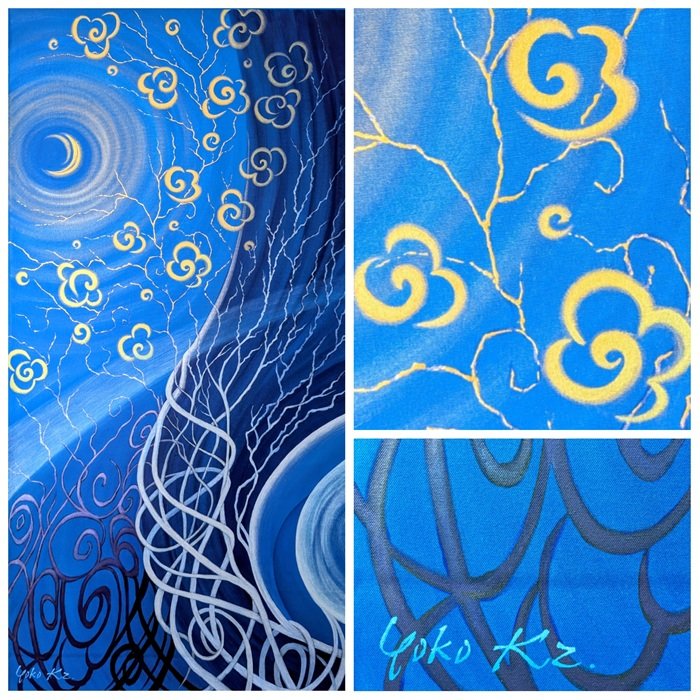 Tree of Life「生命の樹」
 
 
 地染め帆布 / アクリルガッシュ
 183x 95cm
 2026
 