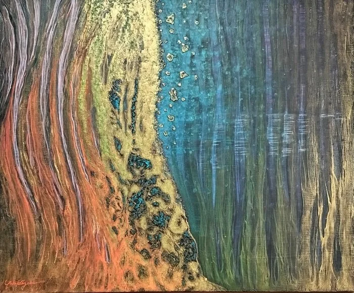 Forest of Reminiscence
 
 
 wrapped canvas/acrylic gouache
 28.6x 23.85inches
 2023
 