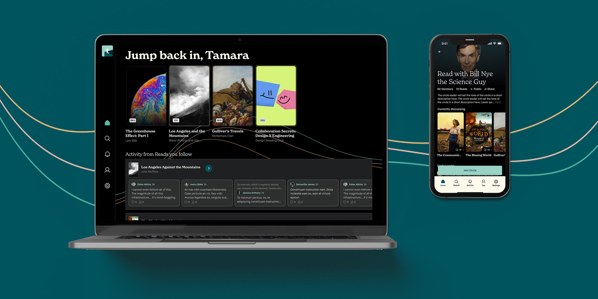 Threadable Homescreen on Desktop and Circle on Mobile iOS App