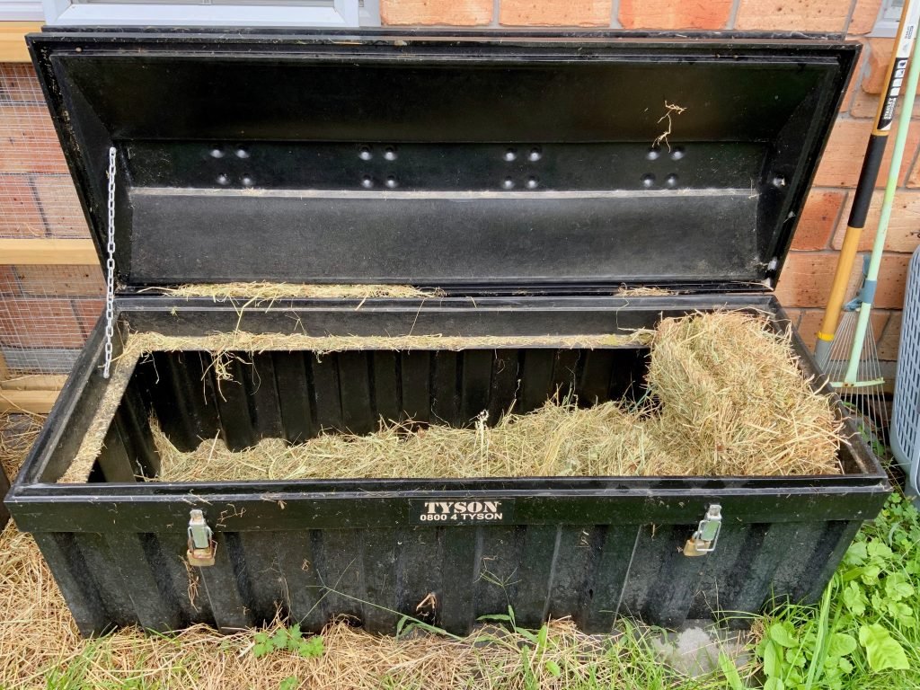 From the sheds  the 'current' bale of hay gets shifted to this ute storage box