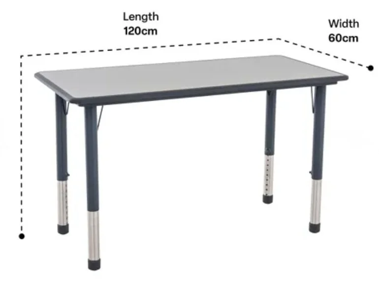 Ergerite Rectangular Table -120x60cm - 52-74cm high