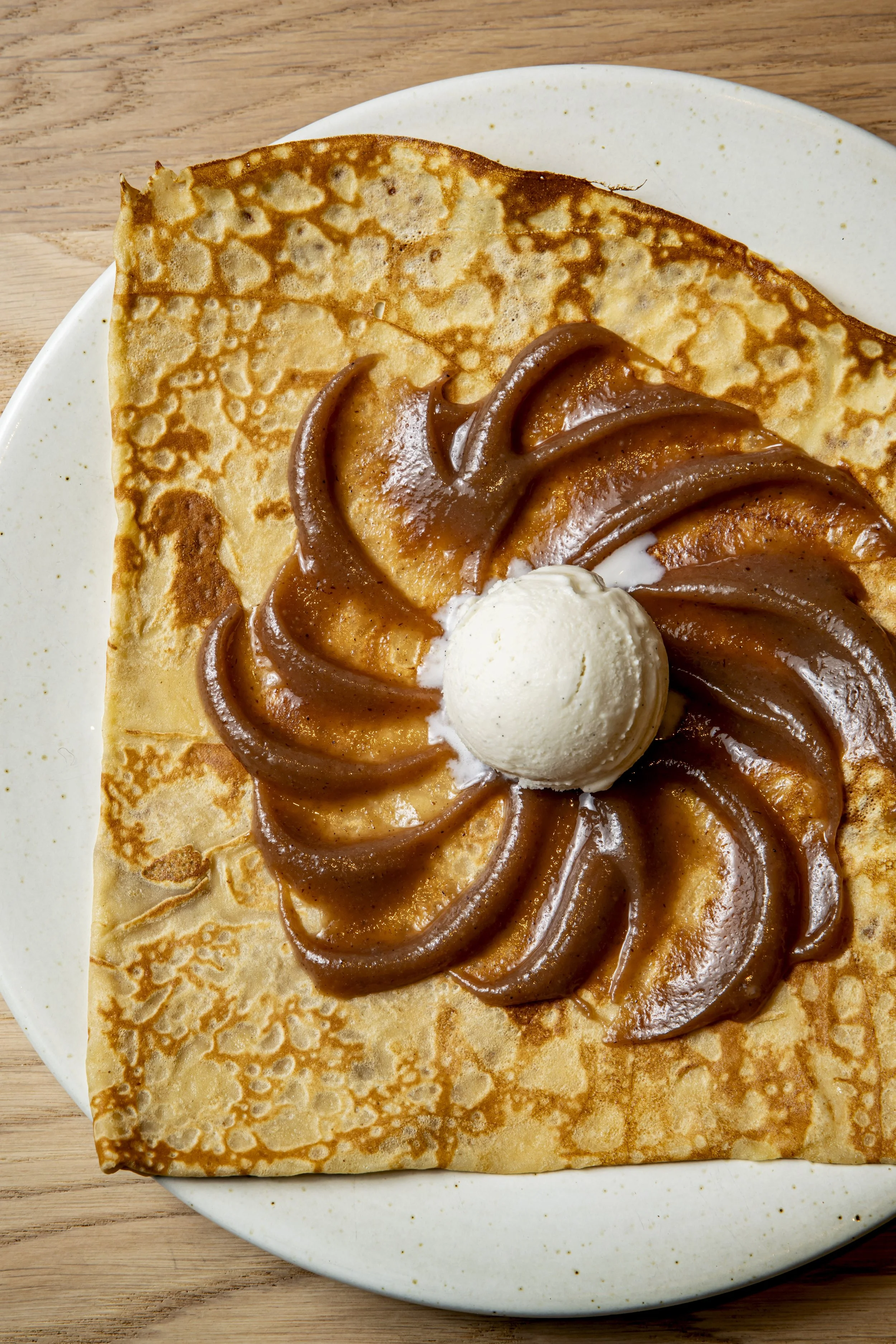 Crêpe Crème de marron, glace artisanale à la vanille