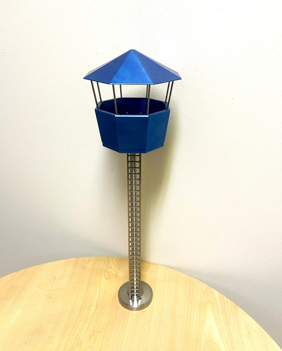 This meticulously crafted sculpture was created by valued Stirlings customer Success 5 Engineering. The base is fabricated from Grade 316 Stainless steel Laser cut &amp; supplied by Stirlings, and the top from aluminium anodised blue.
 
The sky is th
