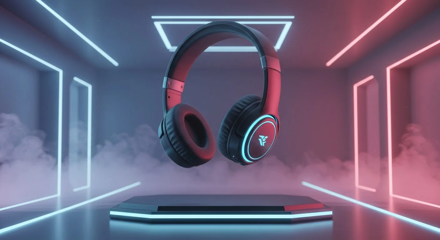 3d gaming headphones render studio