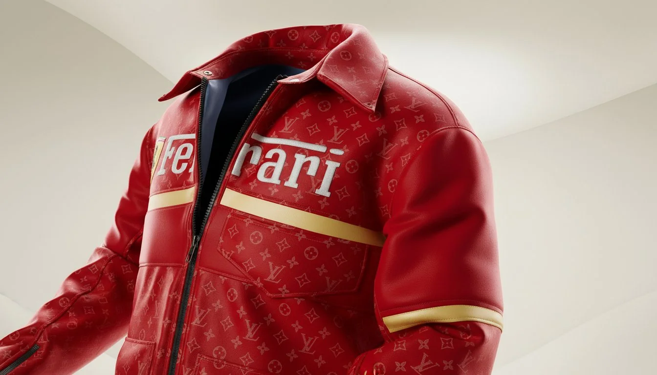 Red ferrari louis vuitton jacket 3d render clo3d studio.