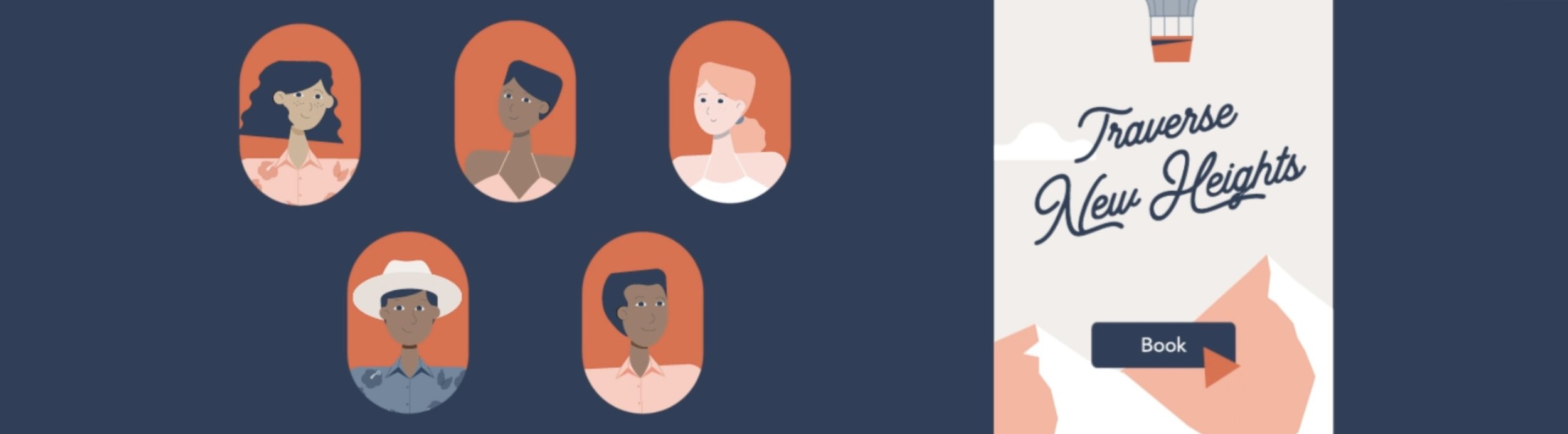 Vibrant 2D animated character design for Sojern film, crafted for tech company storytelling