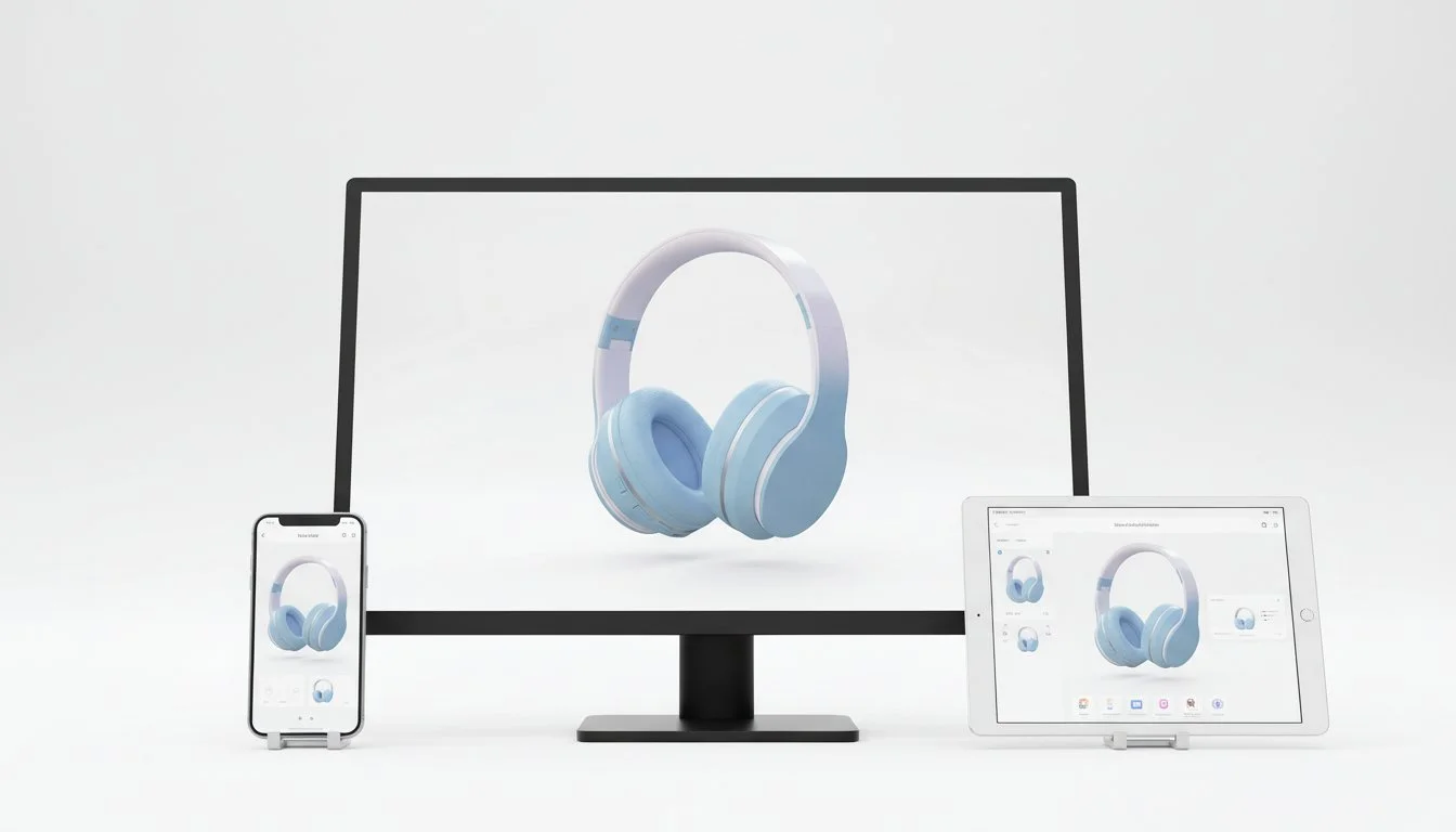 3d headphones render desktop mobile tablet