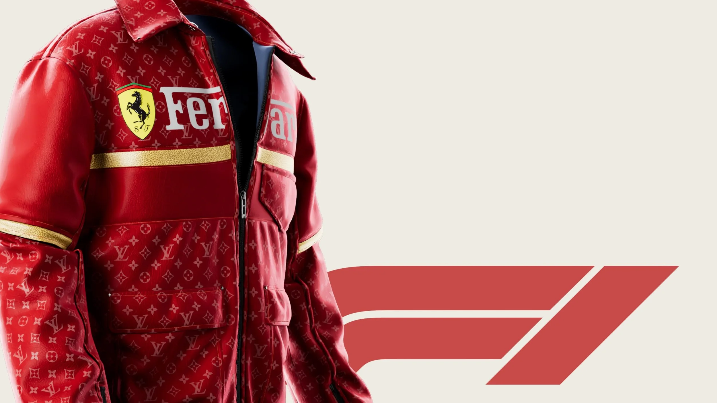 ferrari louis vuitton red jacket f1 collab