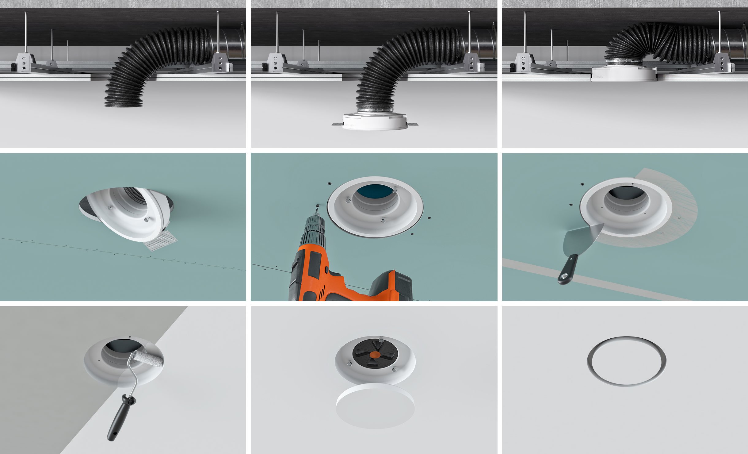 Frameless air diffusers ERGOVENT