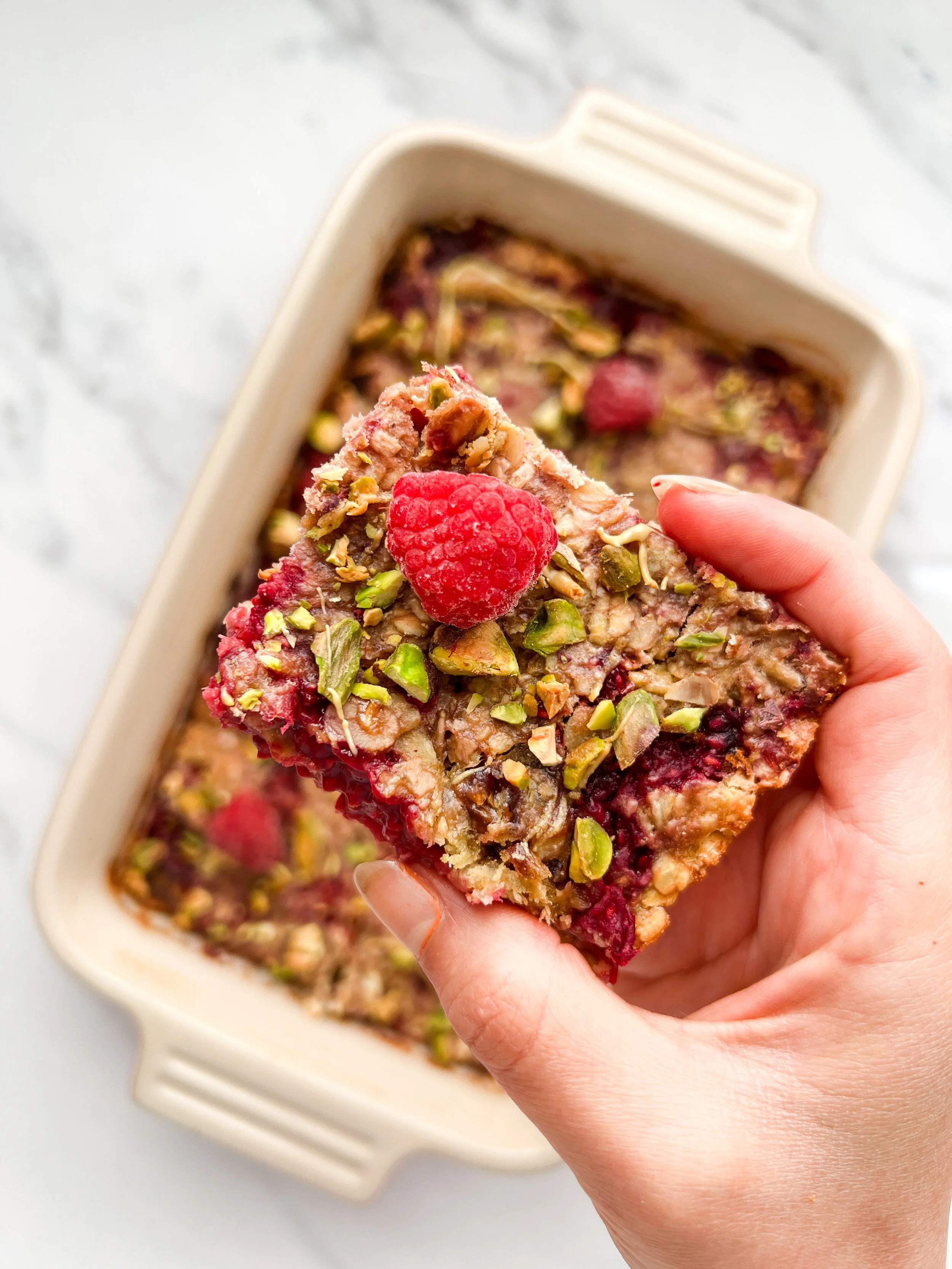 British Raspberry &amp; Pistachio Oat Bars