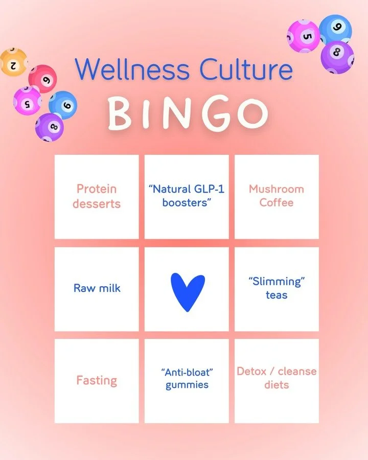 Who&rsquo;s shouting BINGO? 🎉

Because the list of things we can pop onto our Wellness Culture Bingo is ever-expanding. This year alone, we&rsquo;ve seen everything from &ldquo;natural GLP-1 boosters&rdquo; (hello, oat-zempic 🌾) to the reliable ret