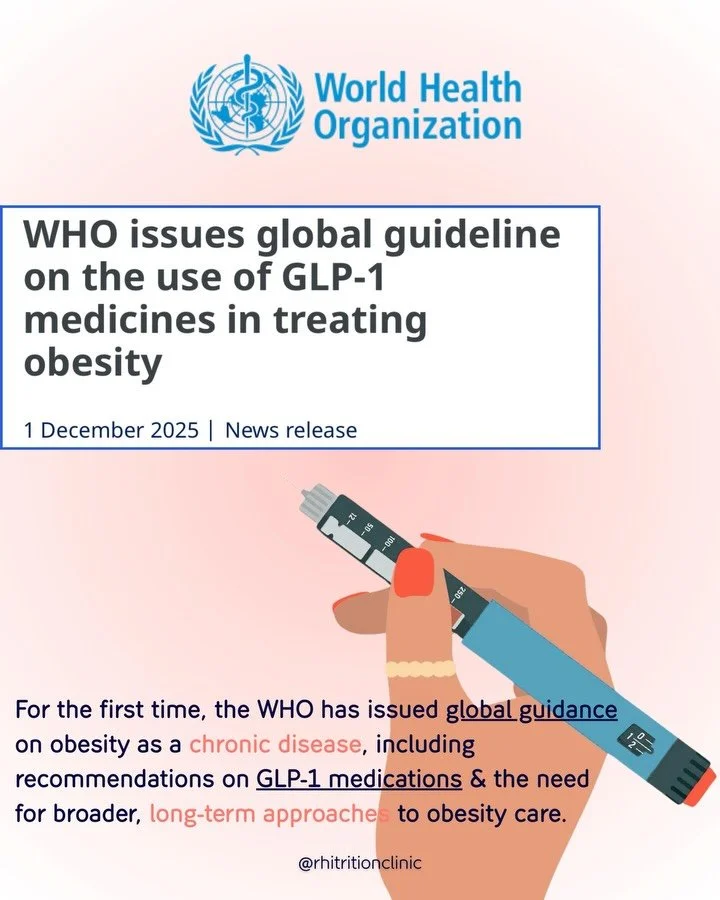 The WHO has released its first global guideline on the use of GLP-1 medicines for obesity, and it marks an important shift in how obesity treatment is framed. 🌍🧠

Key takeaways:

✔️ Obesity is recognised as a chronic, relapsing disease, meaning lon