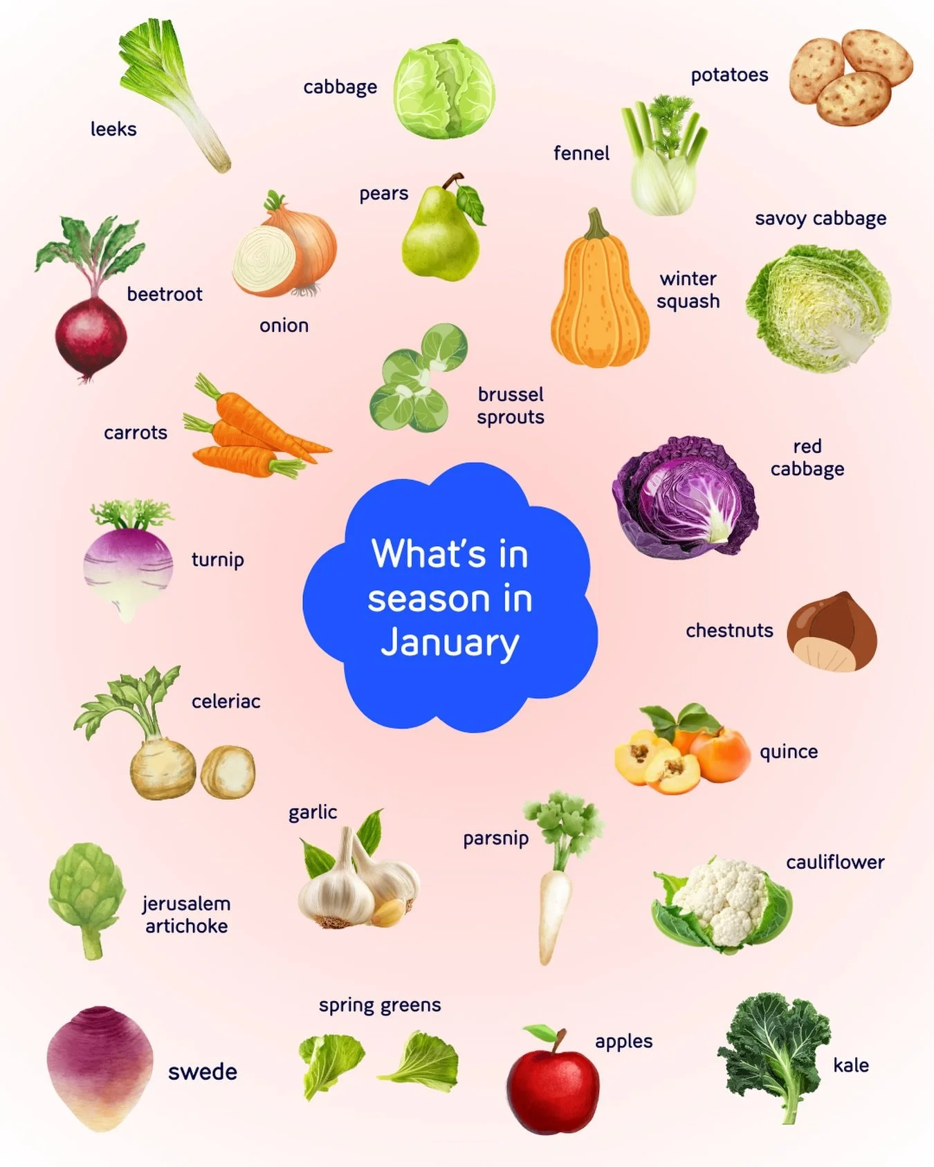 A new year, and with it a fresh opportunity to enjoy seasonal produce 🌱✨

January in the UK is all about hearty, fibre-rich vegetables: think root veg, brassicas and winter greens. Eating seasonally can be a lovely way to support variety in the diet
