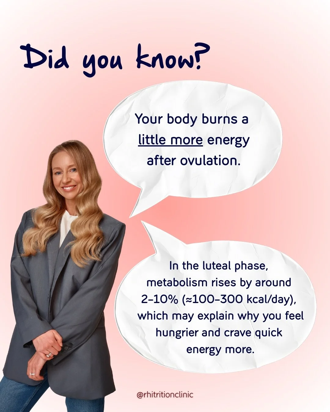 Your luteal phase (the second half of your cycle) brings real physiological changes, and yes, nutrition can play a role 🩸✨

Research shows resting energy expenditure increases slightly during this phase (around 2&ndash;11%), and rising progesterone 