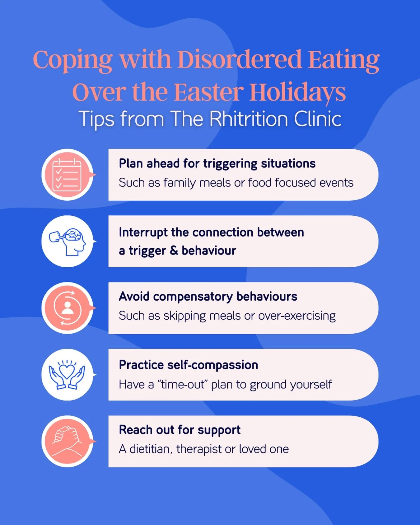 Easter can be a joyful time, but for some, it may also bring added challenges around food and routines 💛

If you&rsquo;re navigating disordered eating, you are not alone, and support is always available.

These gentle reminders from the team at Rhit