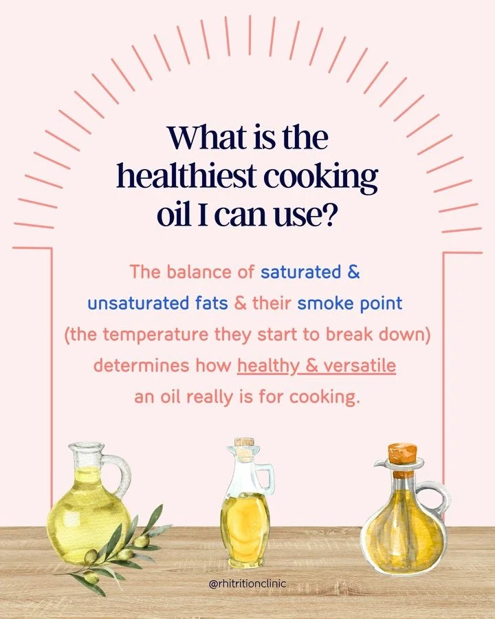 ✨ What is the healthiest cooking oil? ✨

There&rsquo;s still a lot of confusion around cooking oils, so we&rsquo;re here to break down the facts for you 🔬 Different oils simply have different fat profiles, heat tolerances and best-use cases. Here&rs