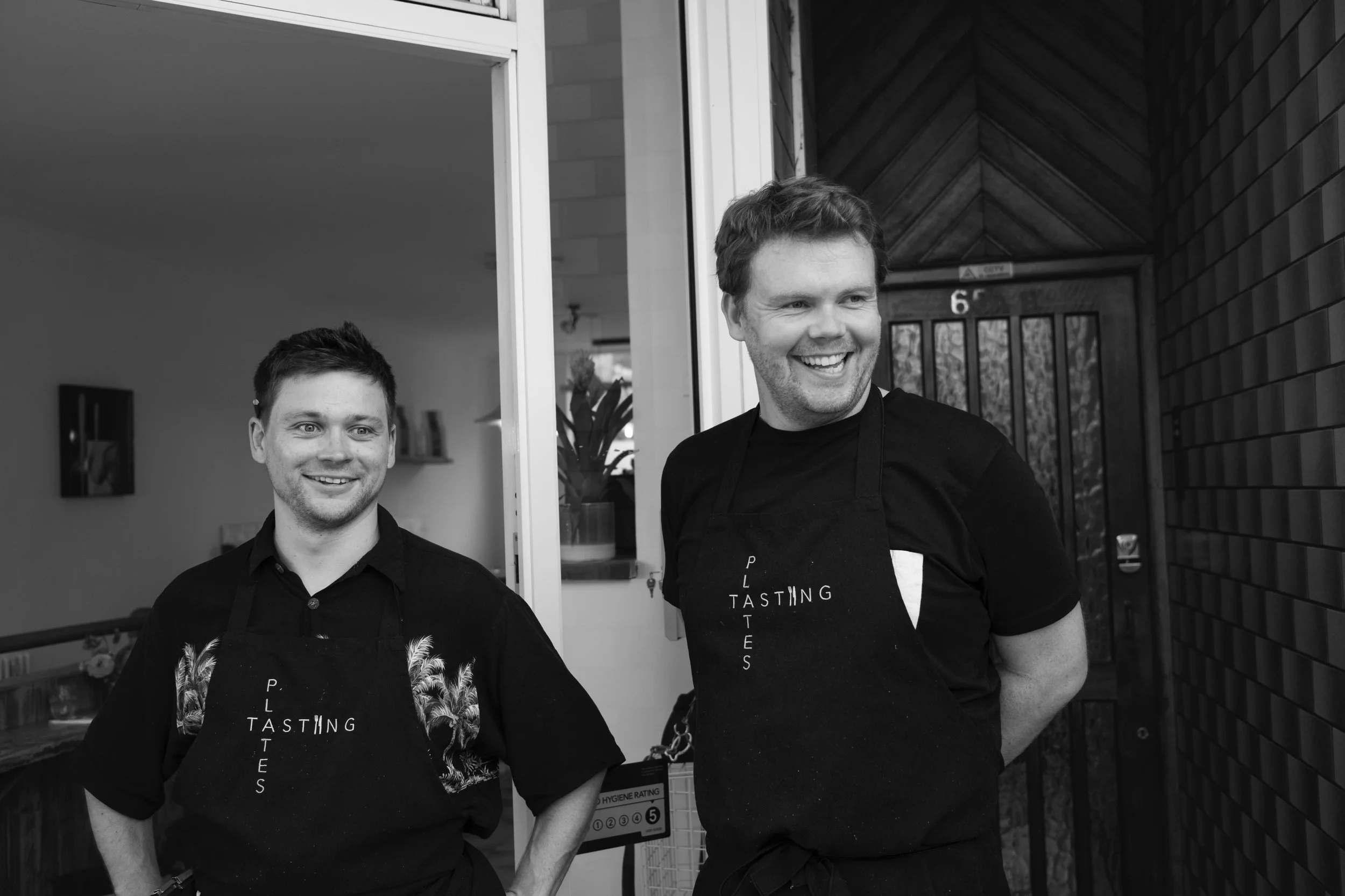 Tasting Plates co-founders Joe and Toby preparing seasonal dishes for a London event