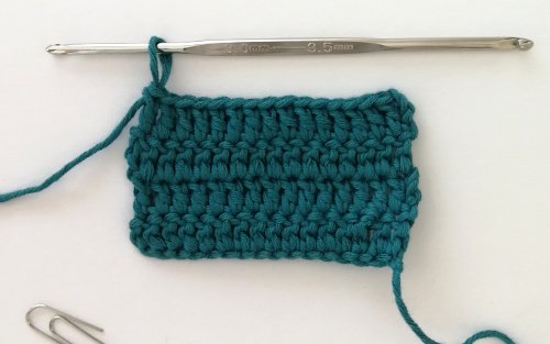 Crocheting Stitching Teal Yarn Knitting Hook Stock Photo