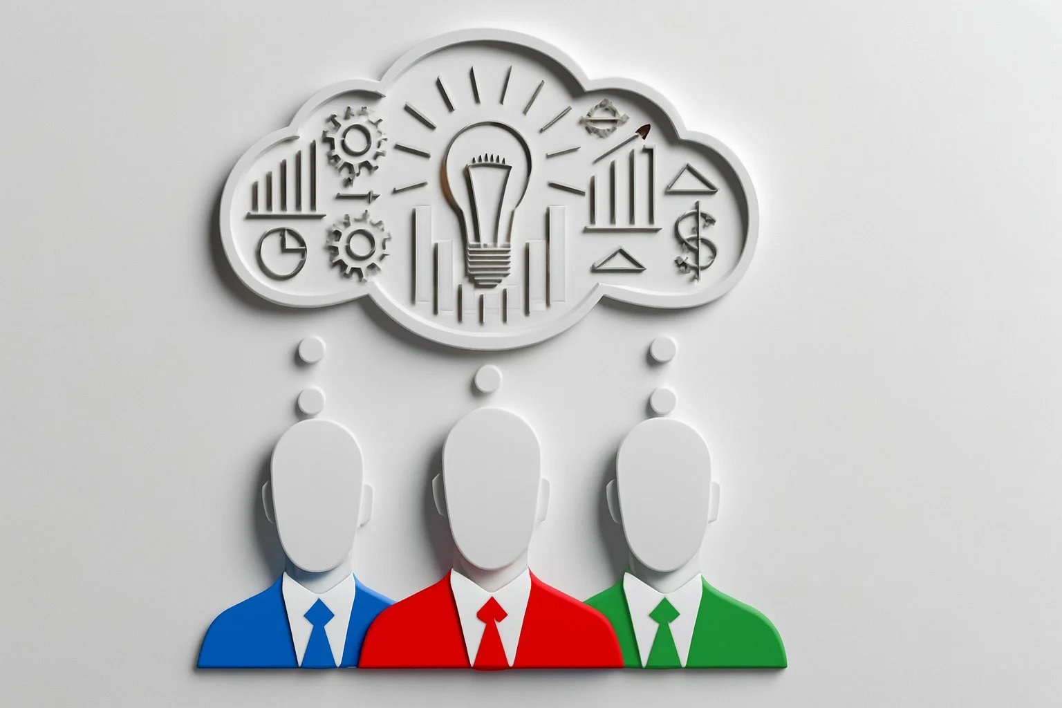 A white table with a pencil, a small eraser, and a drawing of a light bulb with a question mark inside it, surrounded by lines indicating light or idea.