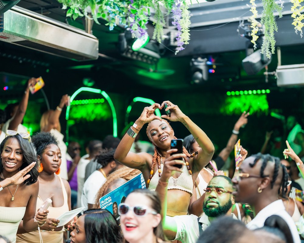 Crowd with hands in the air on the dance floor at a Baltimore party