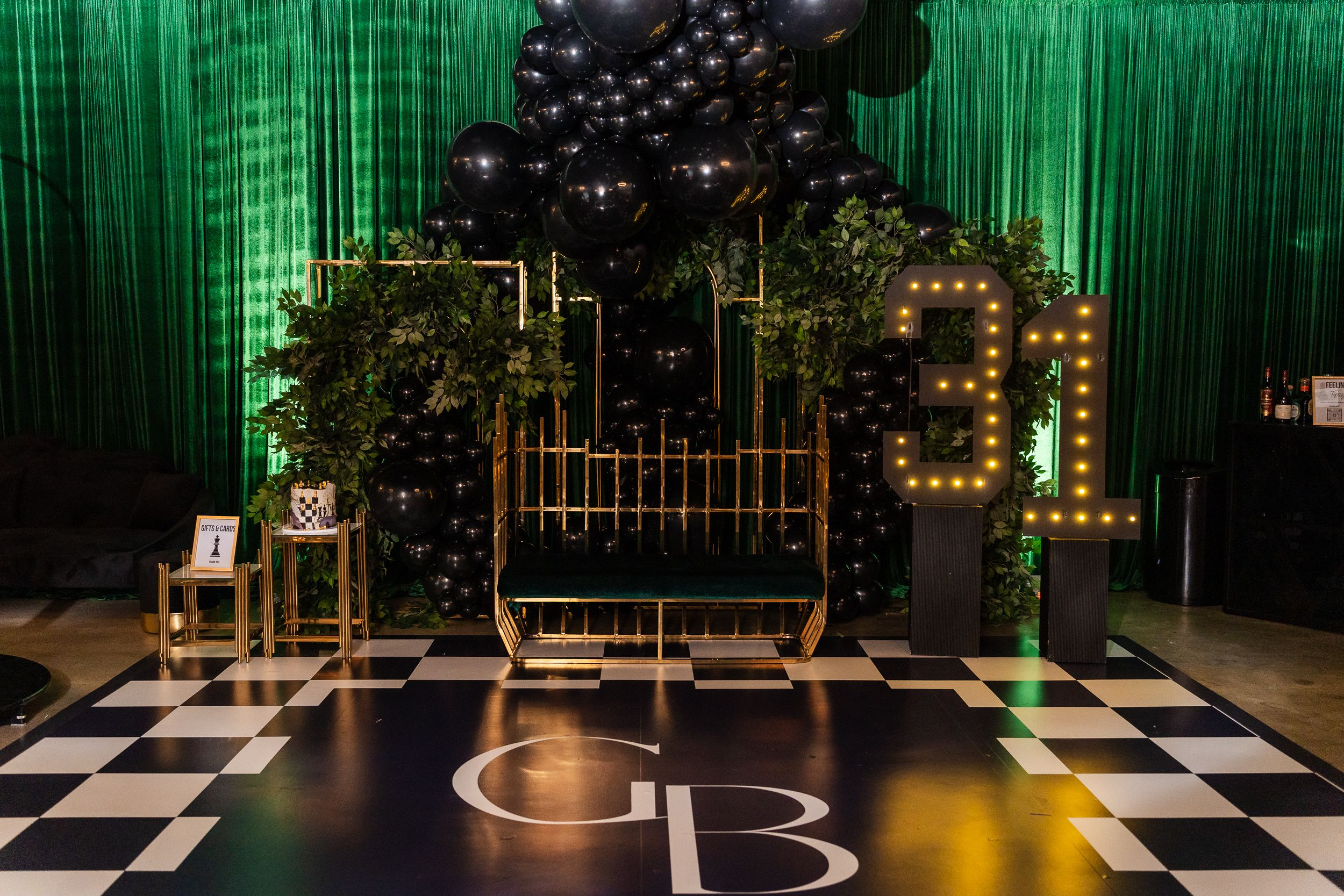 Black-and-gold 31st birthday party celebration in Baltimore, Maryland