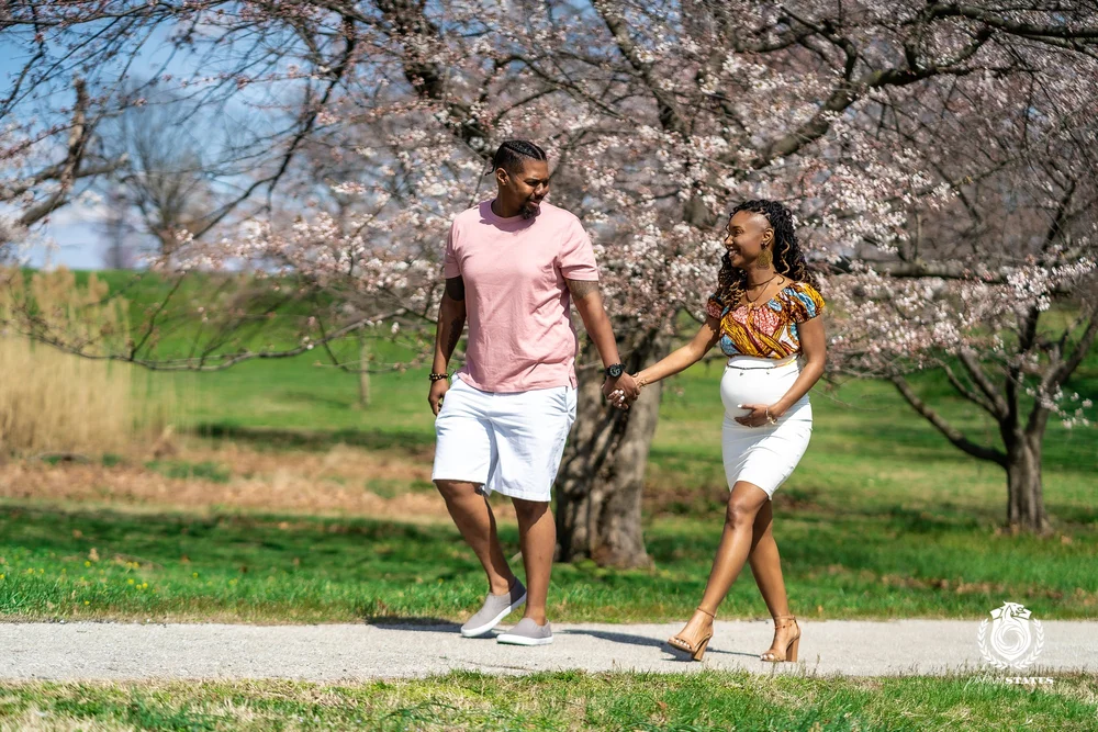 Walking portrait outdoors in Maryland