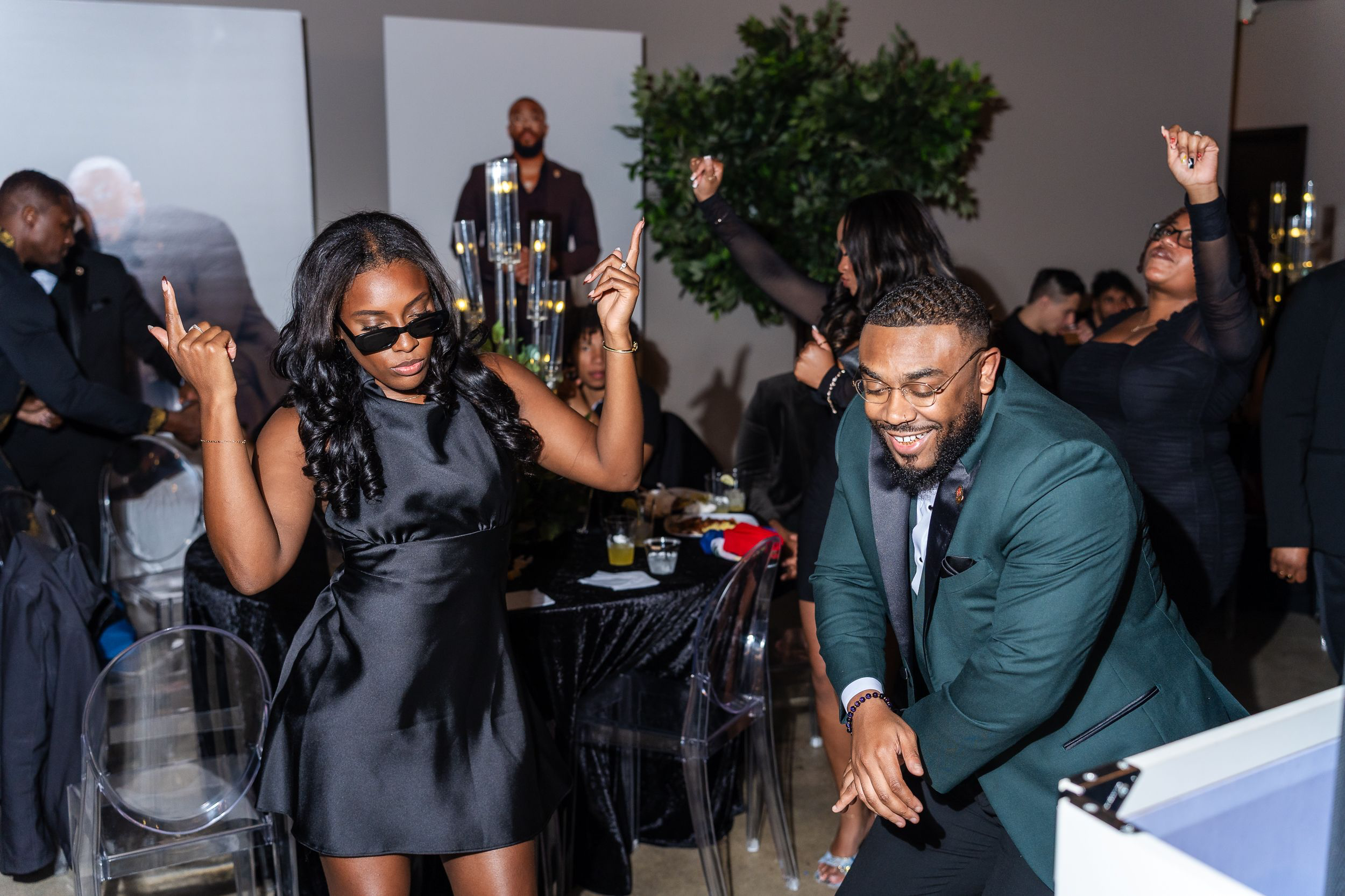 Guests gathered around a cocktail table at a Maryland event