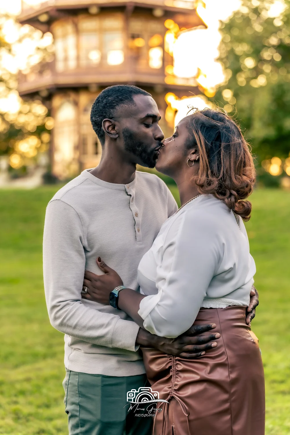 Couple portrait in white on location, Maryland