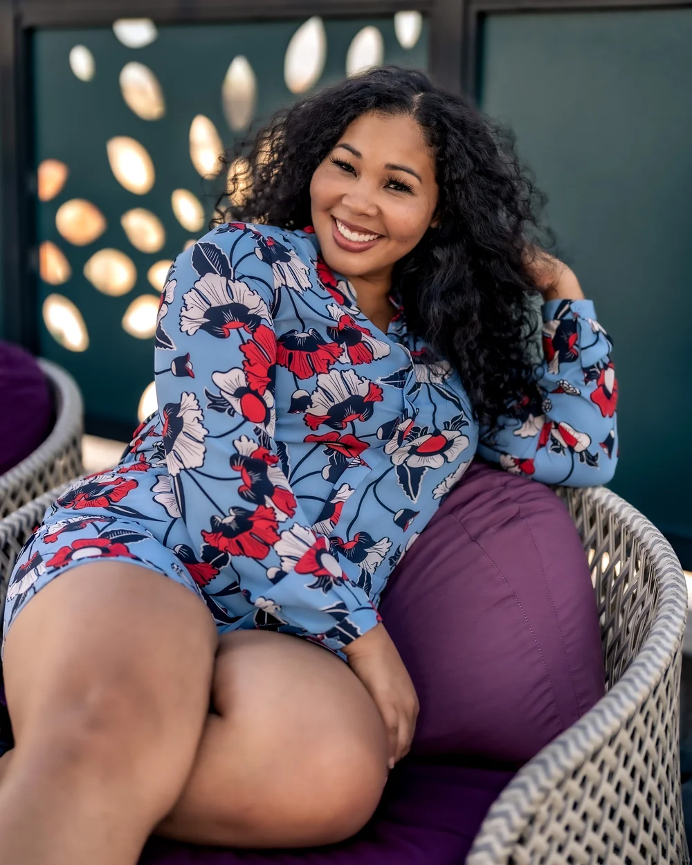 On-location portrait in a floral print