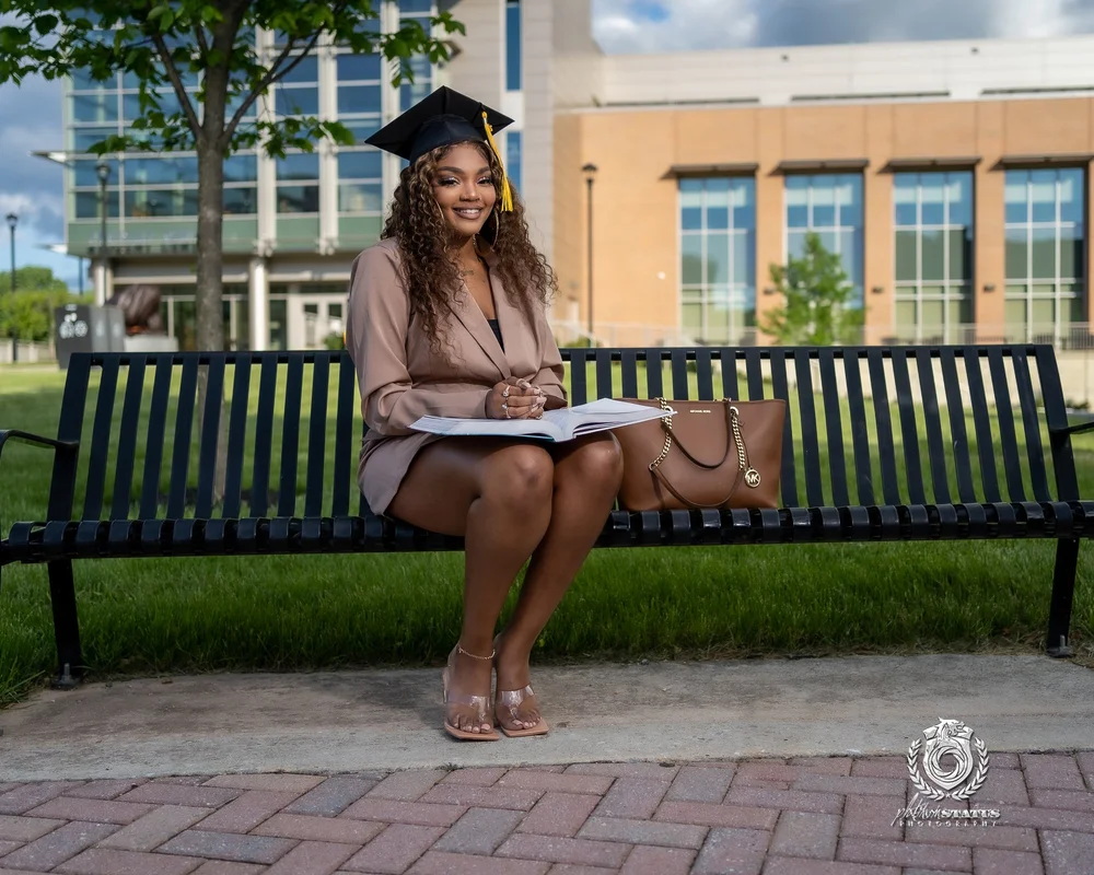 Senior portrait on campus in Maryland