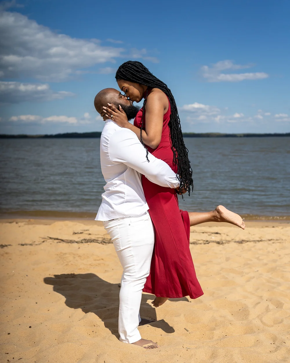 Engagement session portrait on a Baltimore street