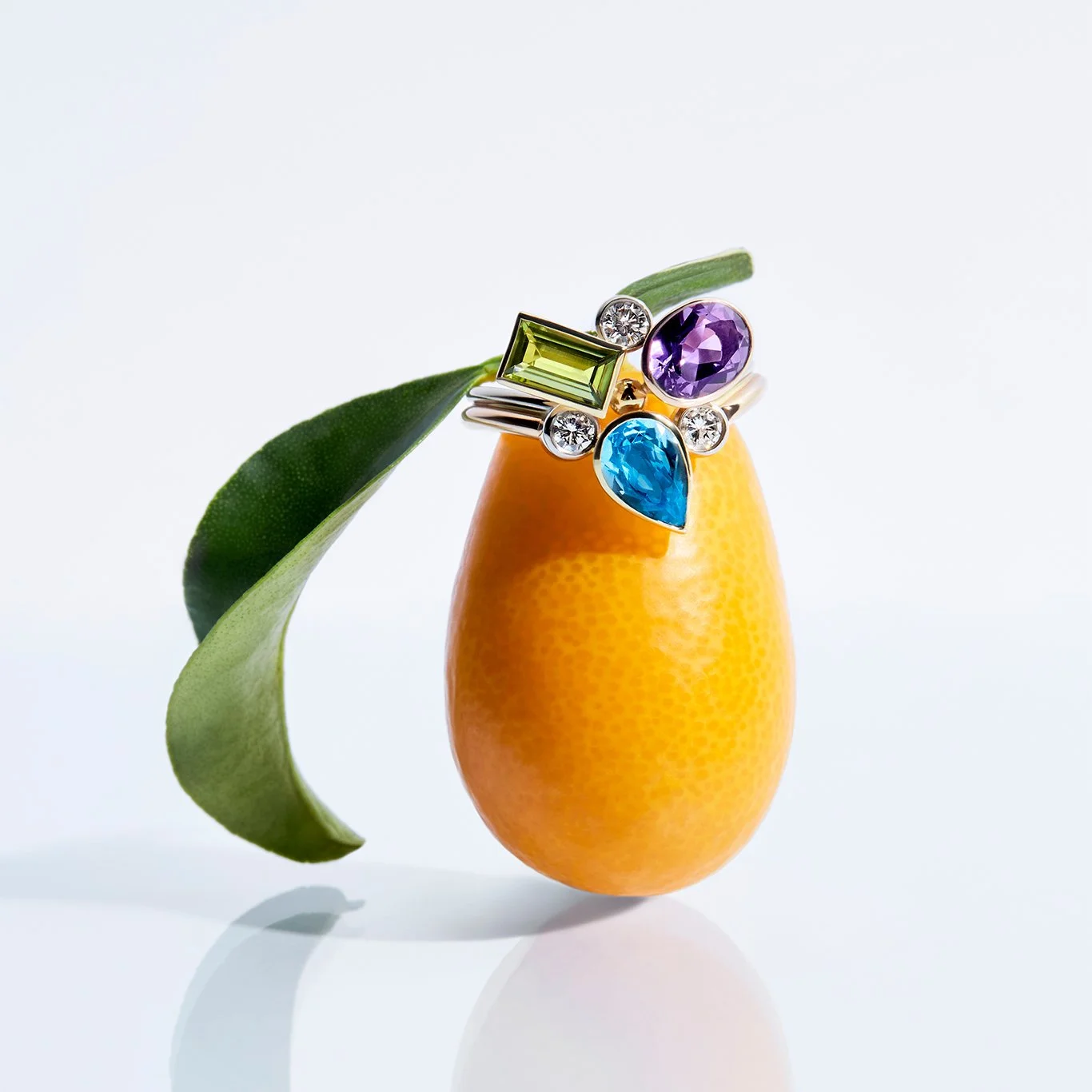 Ring Tutti Frutti, diamant, topaas, amethist en peridoot