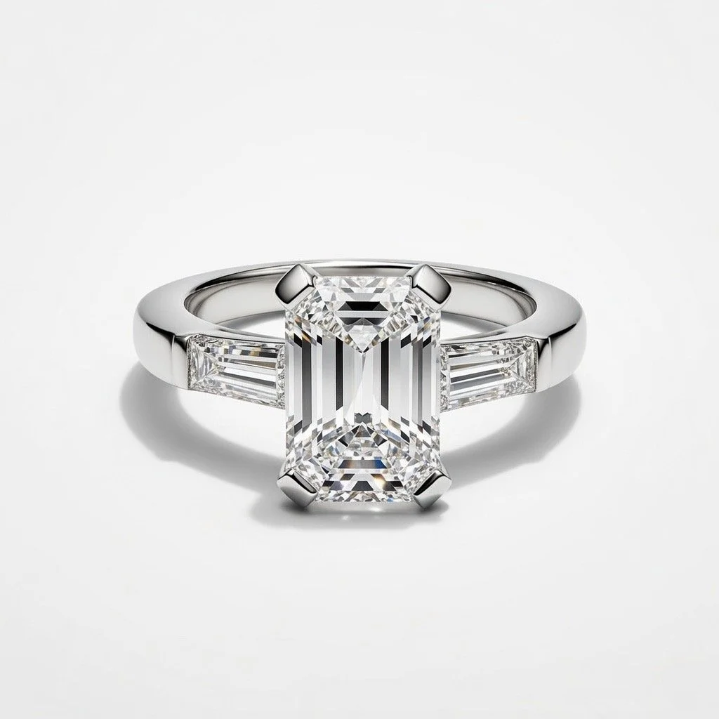 Solitaire Tapers Emerald Cut - Platinum