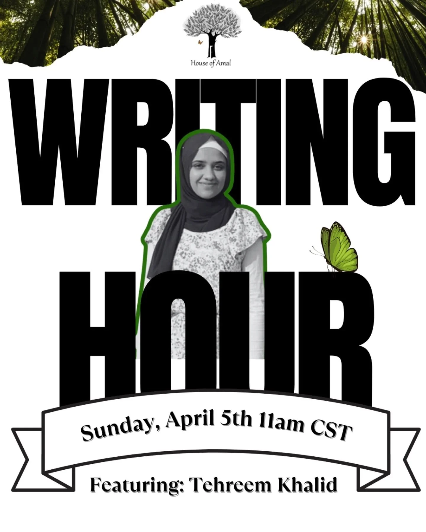 📢✨️ We are back with our Writing Hour programming post-Ramadan!

✨ Hosting 𝘁𝗵𝗶𝘀 𝗦𝘂𝗻𝗱𝗮𝘆, 𝗔𝗽𝗿𝗶𝗹 𝟱𝘁𝗵 (11 am cst/12 pm est) is our lovely Tehreem Khalid (@tehreem.thepoet), our monthly teacher and one of our 2025 Writing Cohort Graduat
