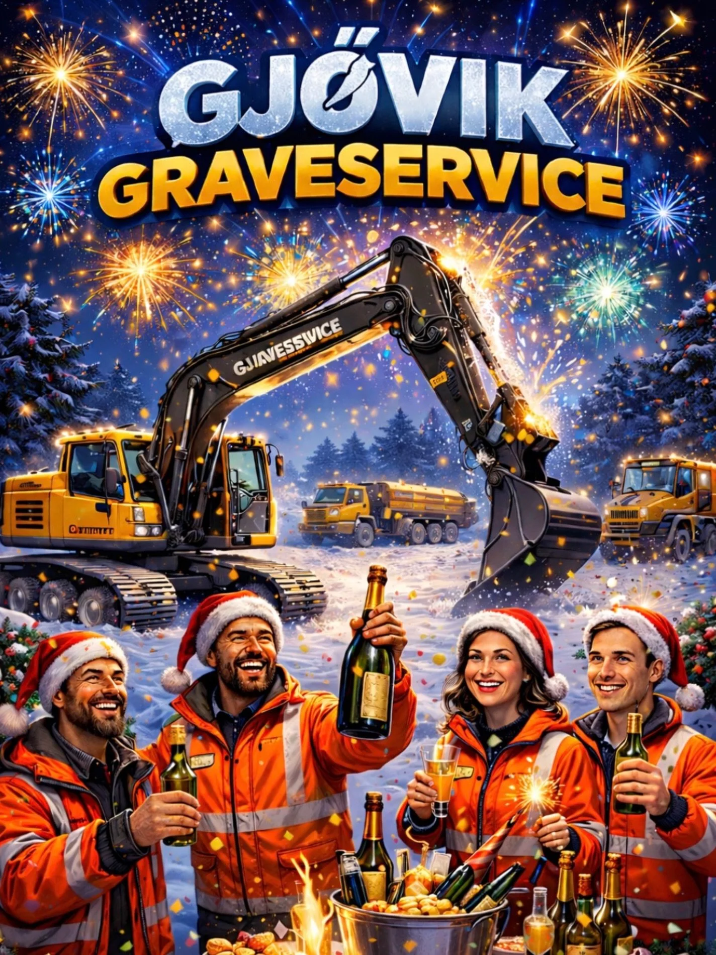 Etter oppfordring fra publikum m&aring;tte vi legge ut dette bilde som innlegg ogs&aring;, ikke bare Story 😆😄👍 Riktig Godt Nytt &Aring;r fra alle oss i Gj&oslash;vik Graveservice! 🍾🥂🥳🎉
.
.
📸: ChatGPT
.
.
#gj&oslash;vikgraveservice #ai #godtny